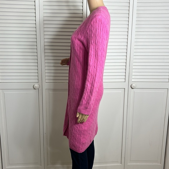 Sutton Studio Long Cable Knit Cashmere Pink Cardigan XL - Picture 10 of 12